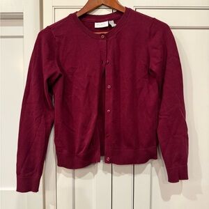 Place Girls' Wine Red Button-Front Cardigan